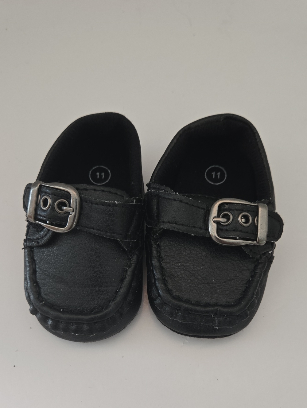 Black Kids Dress Loafers with Silver Buckle Accent